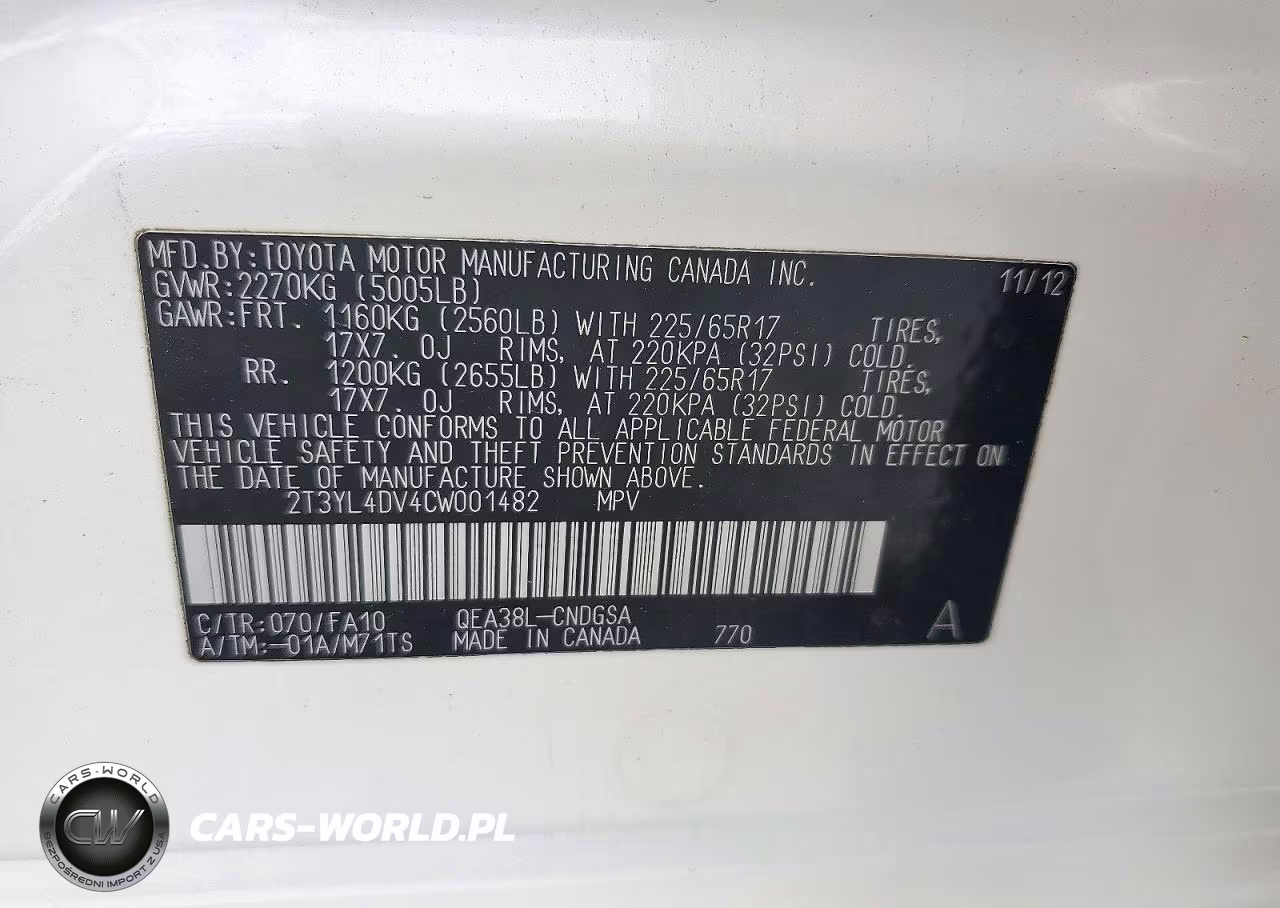 2012 Toyota Rav4 Ev Base VIN:2T3YL4DV4CW001482 - 13