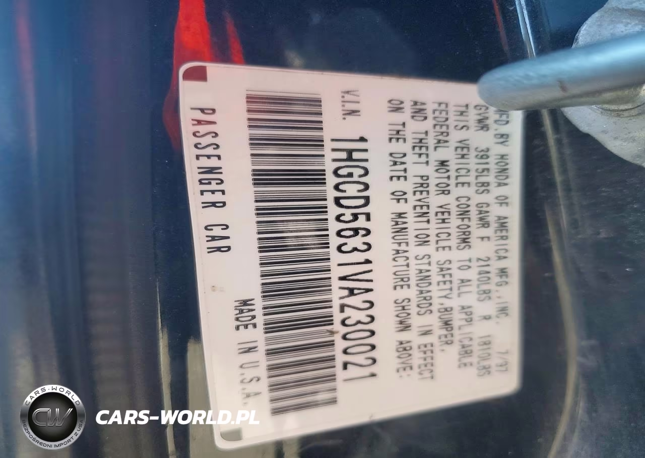 1997 Honda Accord Lx VIN:1HGCD5631VA230021 - 12