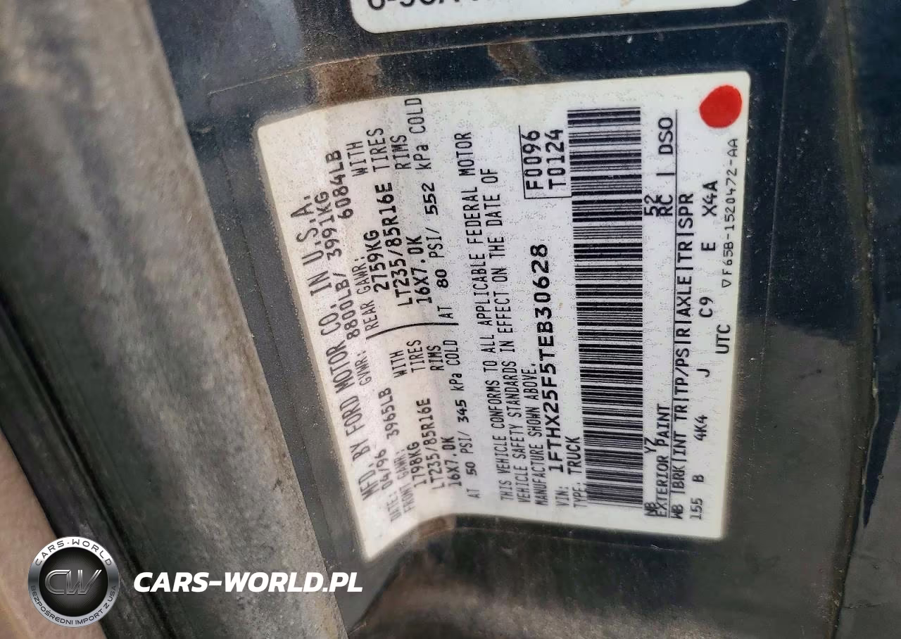 1996 Ford F250 VIN:1FTHX25F5TEB30628 - 13