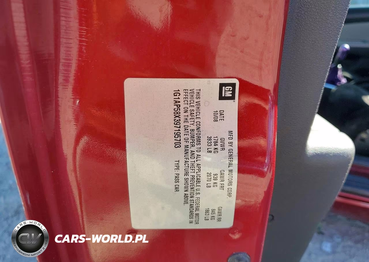 2009 CHEVROLET COBALT SS VIN:1G1AP58X397195703 - 12