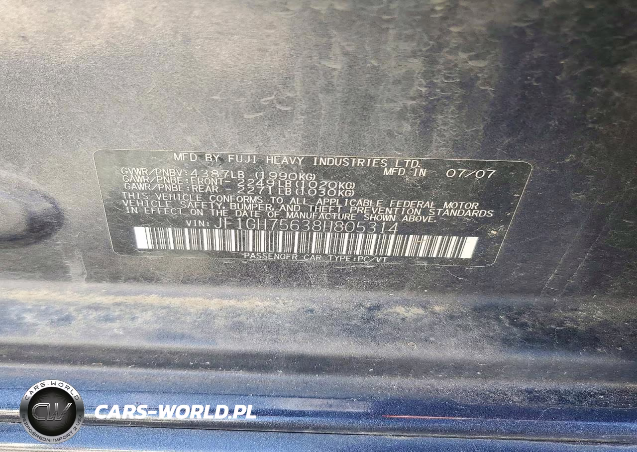 2008 Subaru Impreza Wrx Premium VIN:JF1GH75638H805314 - 12