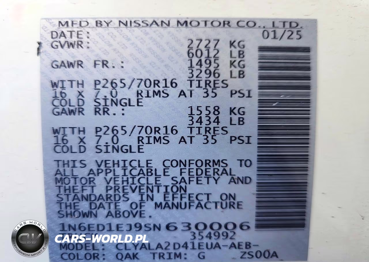 2025 Nissan Frontier S VIN:1N6ED1EJ9SN630006 - 12