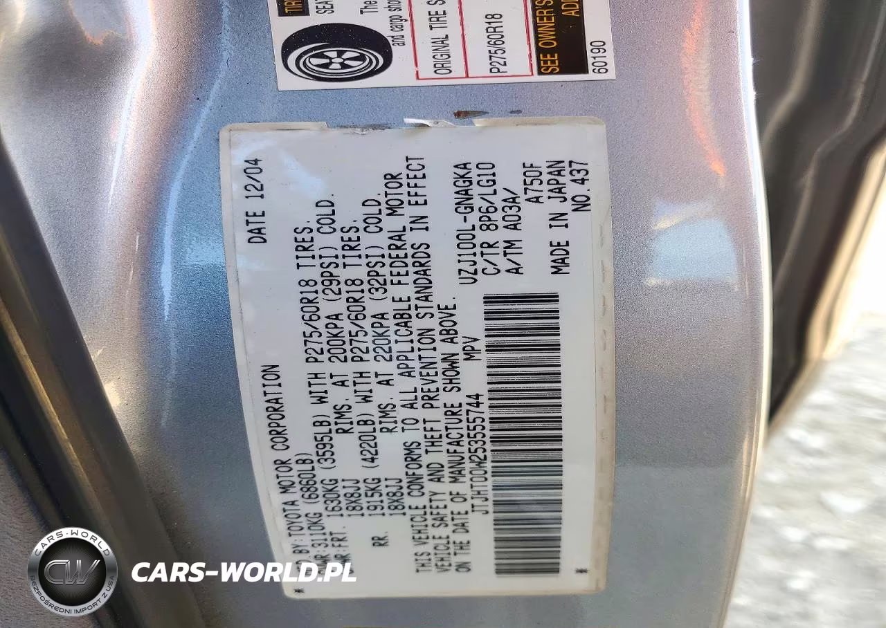 2005 Lexus Lx 470 VIN:JTJHT00W253555744 - 13