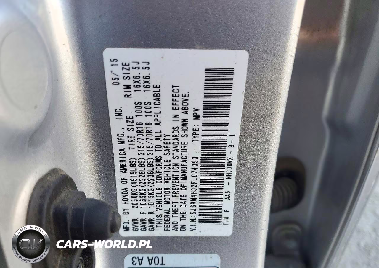 2015 Honda Cr-V Lx VIN:5J6RM4H32FL074393 - 14
