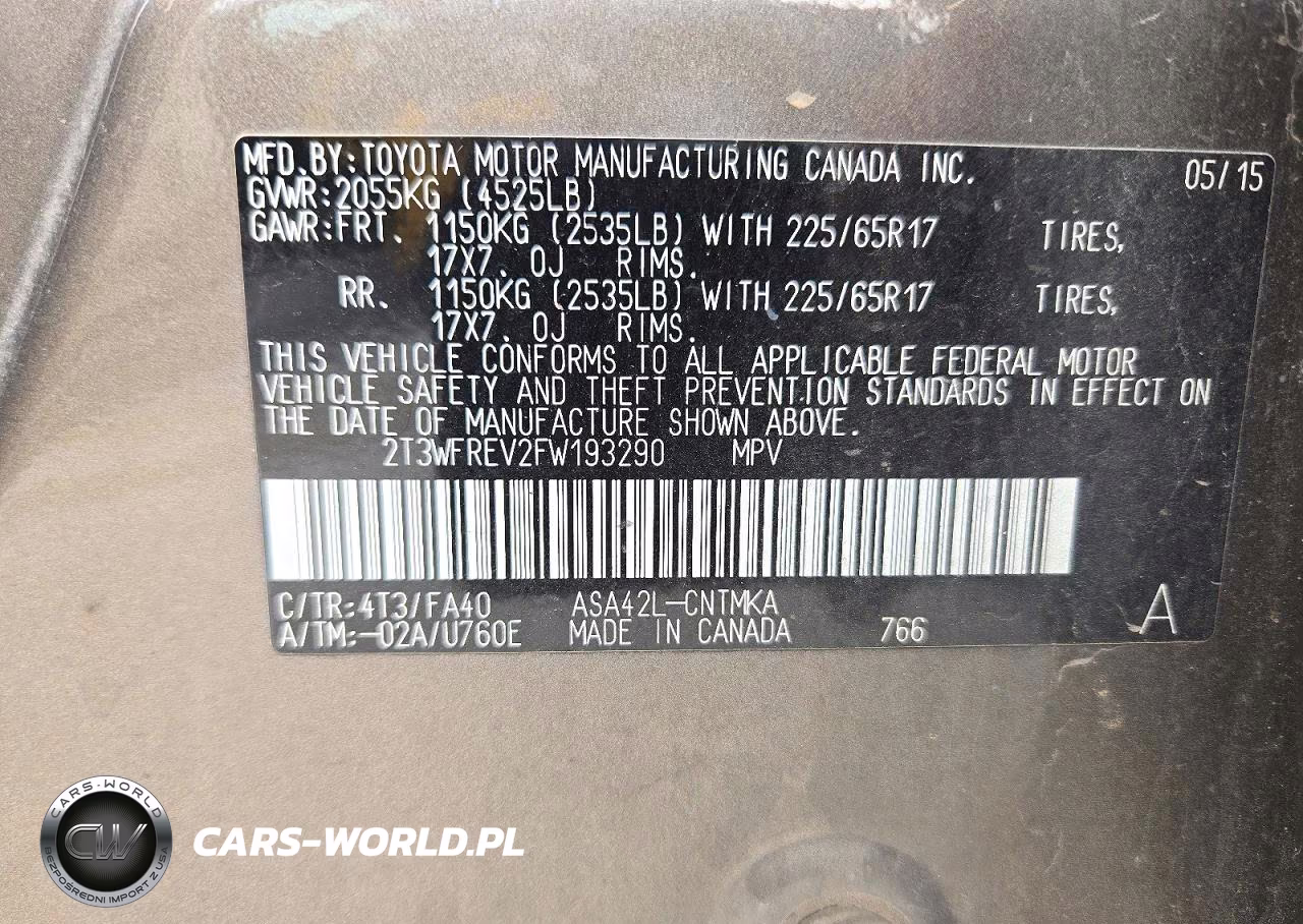 2015 Toyota Rav4 Xle VIN:2T3WFREV2FW193290 - 13