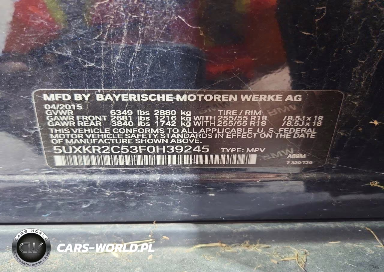 2015 BMW X5 Sdrive35I VIN:5UXKR2C53F0H39245 - 13