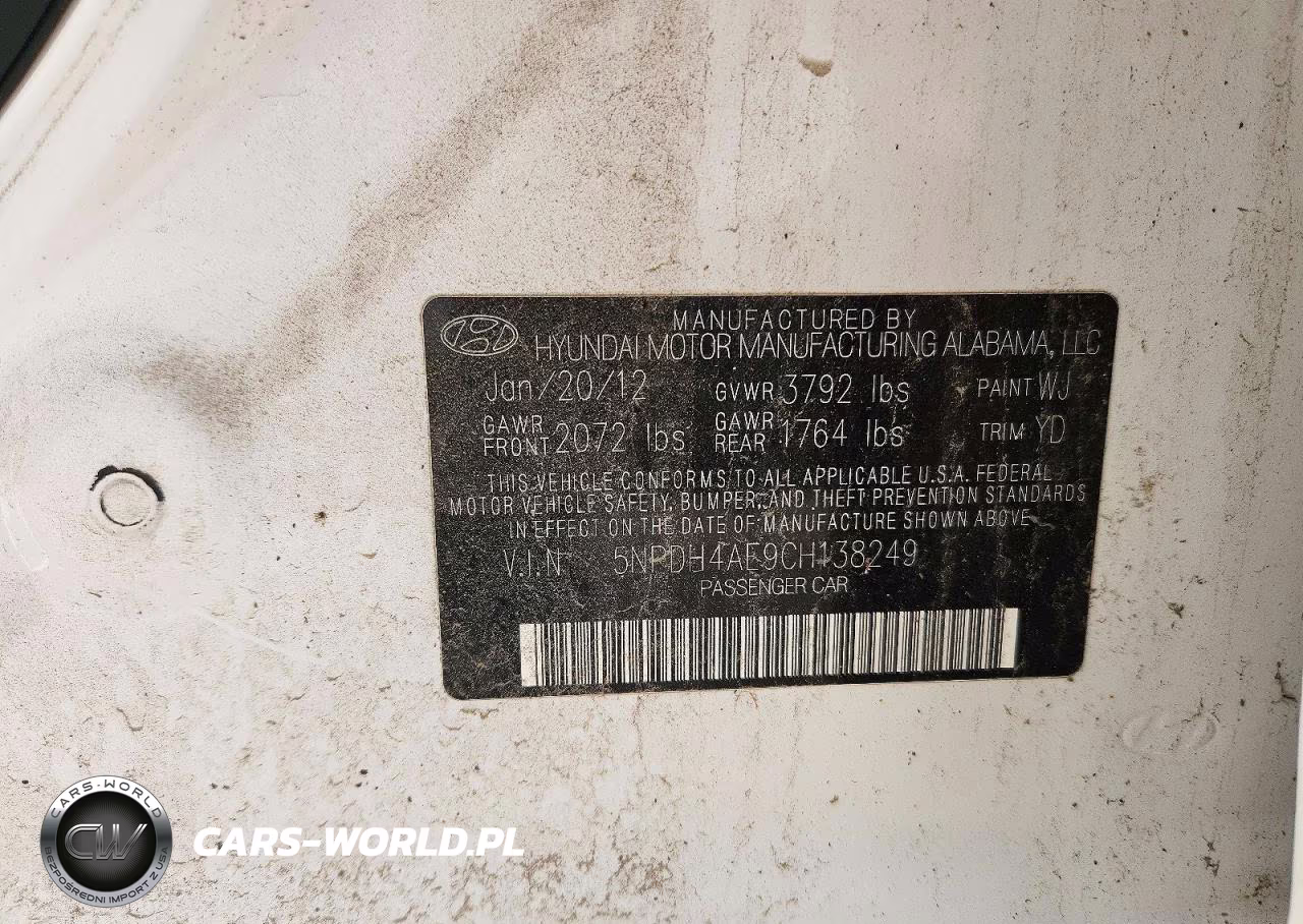 2012 Hyundai Elantra Gls VIN:5NPDH4AE9CH138249 - 12