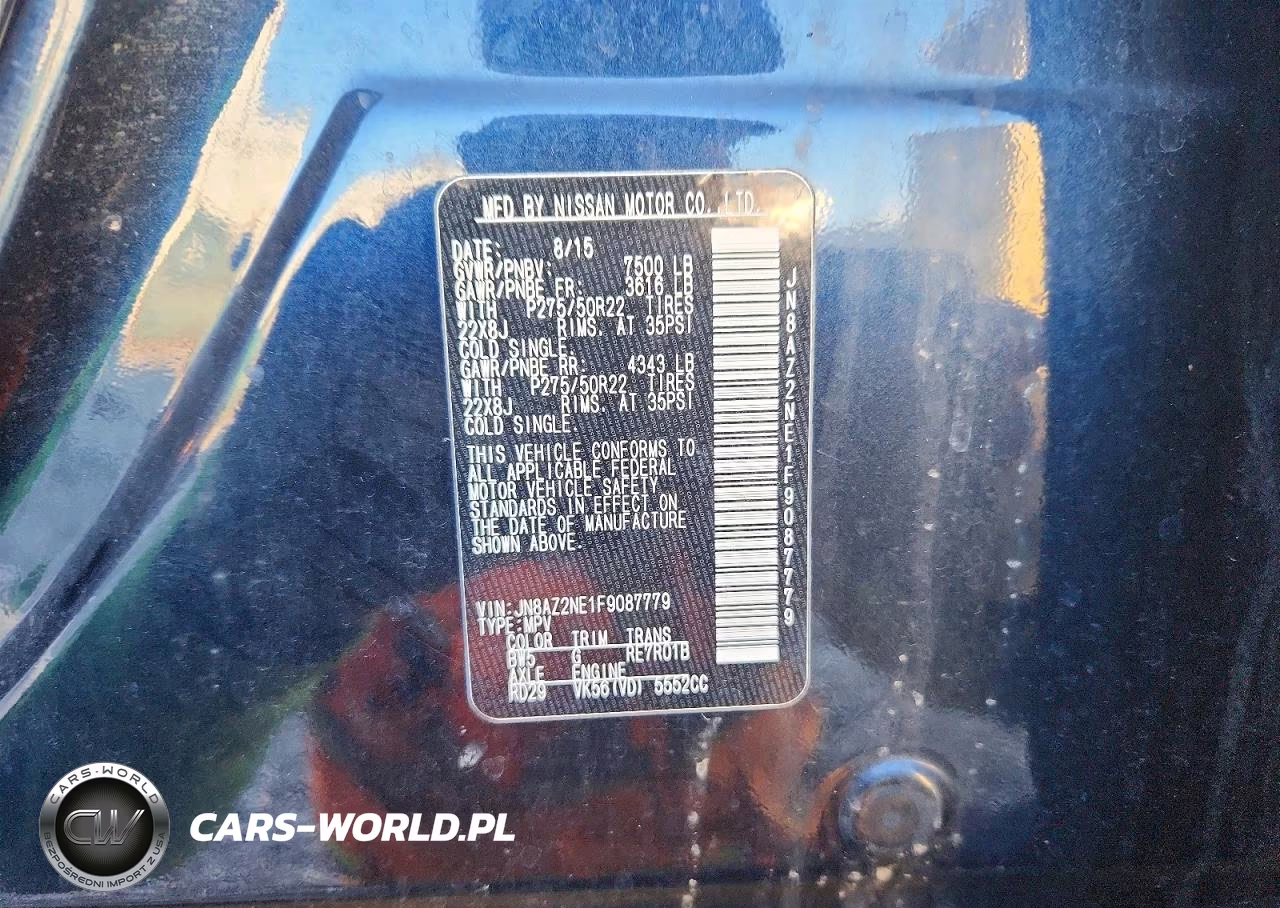 2015 Infiniti Qx80 Base VIN:JN8AZ2NE1F9087779 - 13