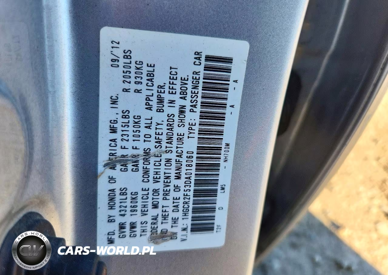 2013 Honda Accord Sport VIN:1HGCR2F53DA018060 - 12