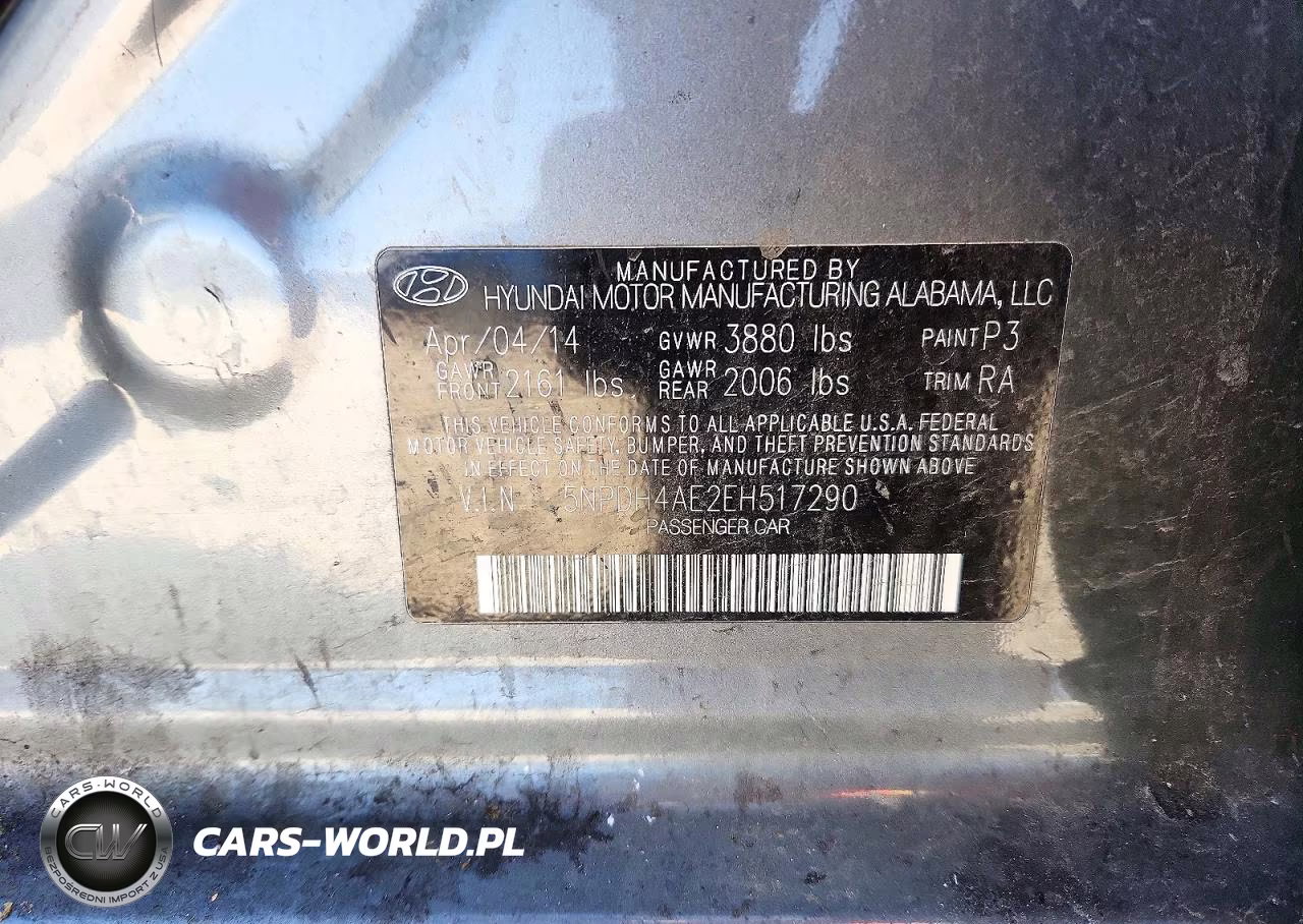 2014 Hyundai Elantra Se VIN:5NPDH4AE2EH517290 - 12