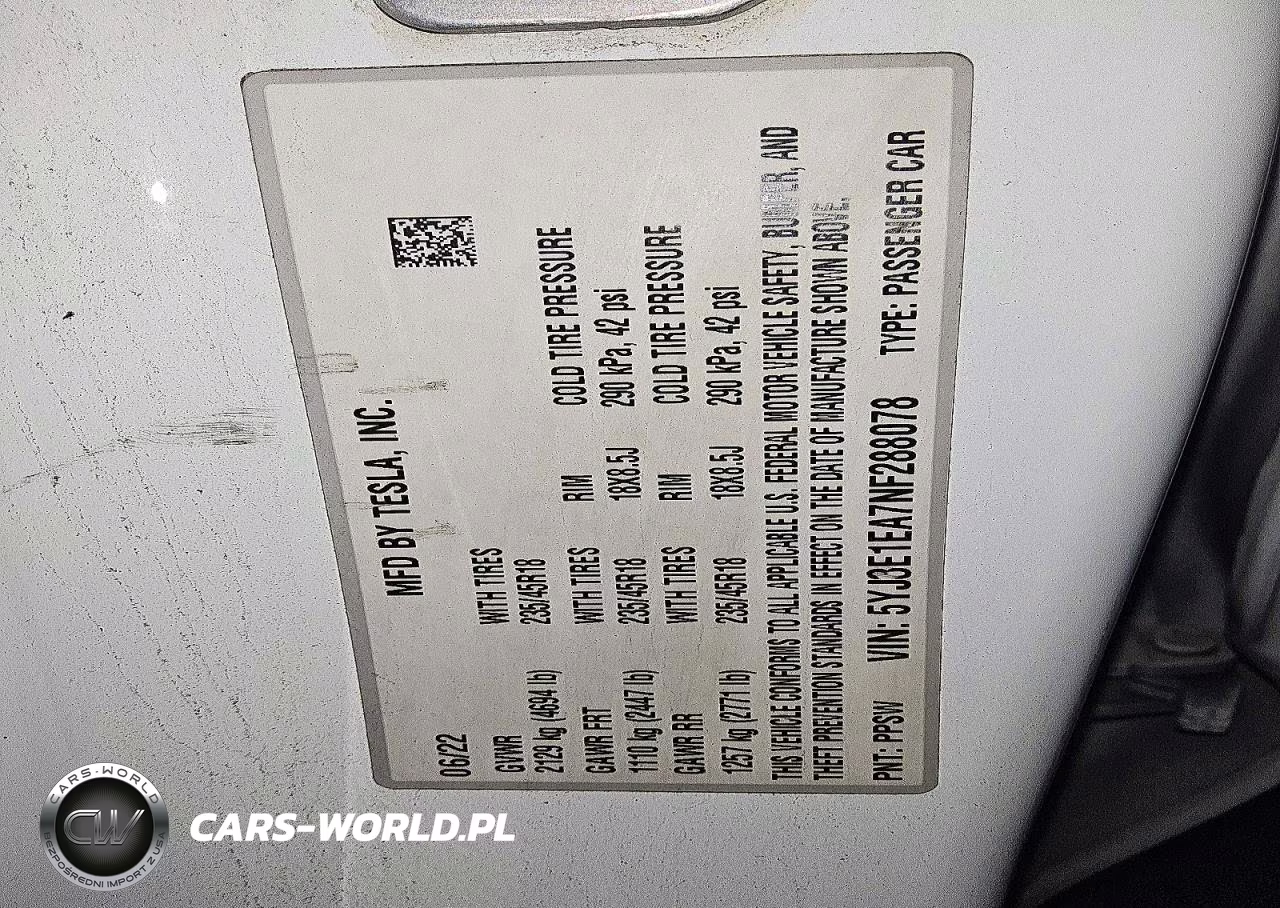 2022 Tesla Model 3 VIN:5YJ3E1EA7NF288078 - 12