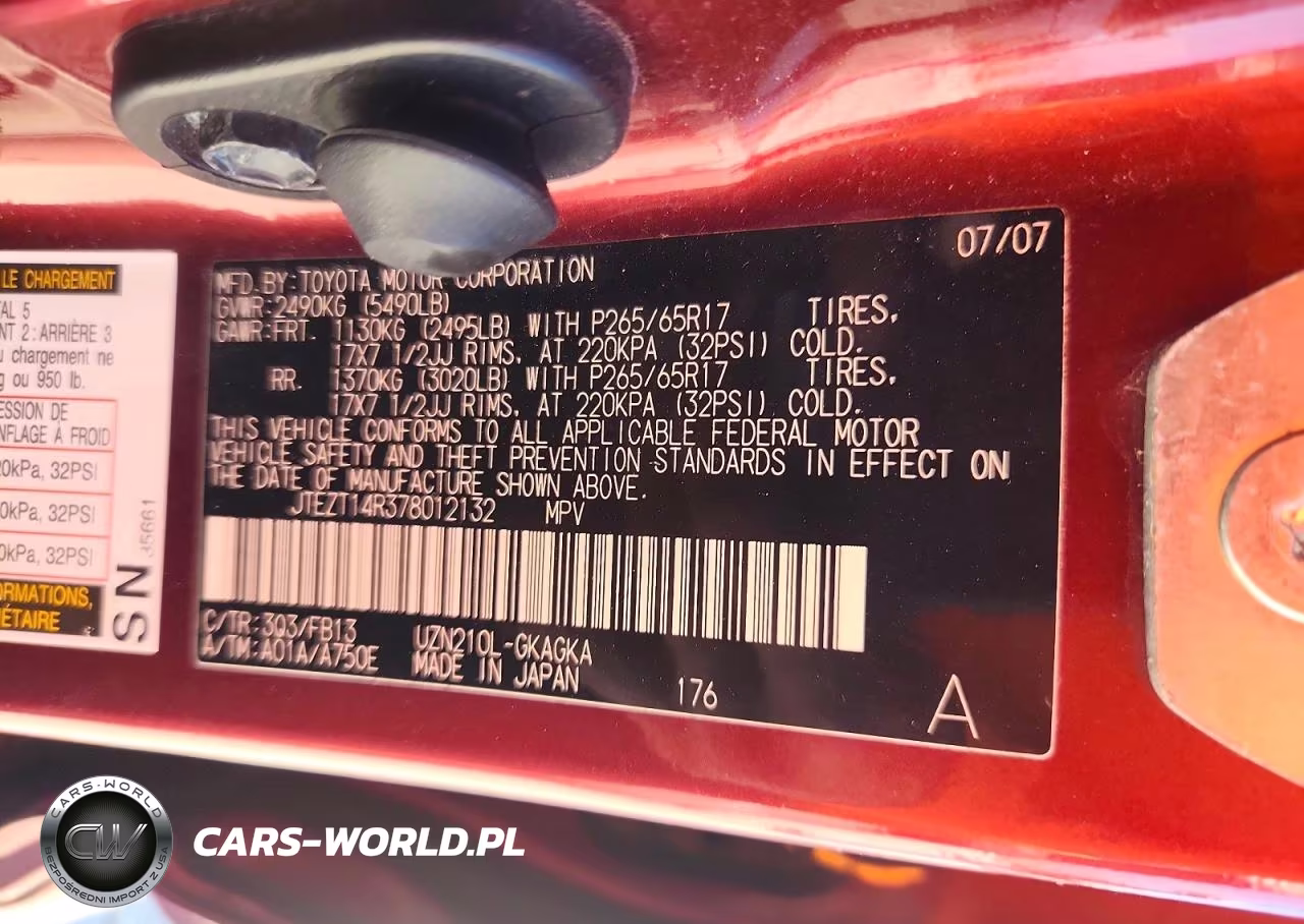 2007 Toyota 4Runner Sport Edition VIN:JTEZT14R378012132 - 13