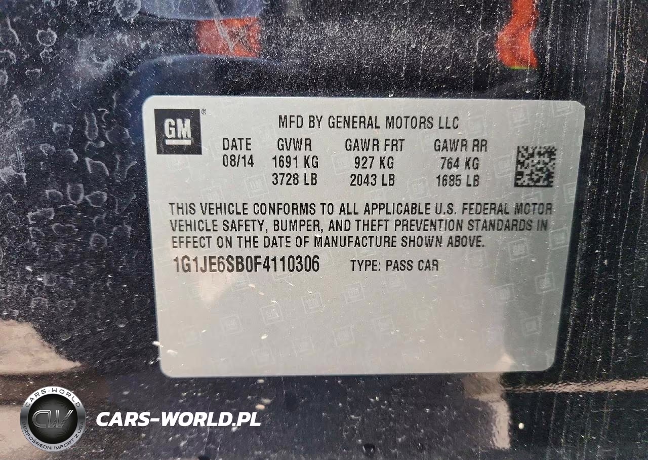2015 Chevrolet Sonic Ltz VIN:1G1JE6SB0F4110306 - 12