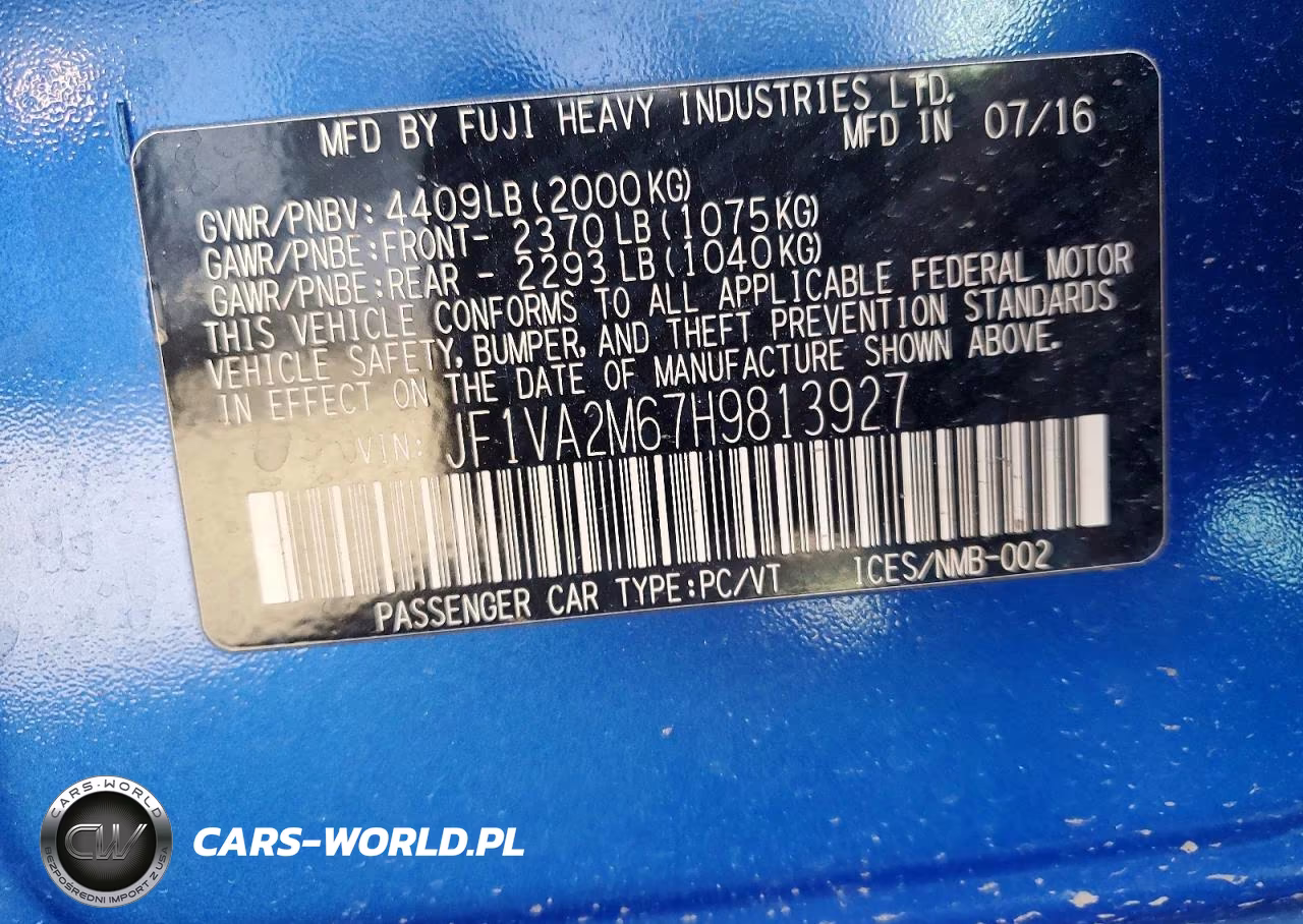 2017 Subaru Wrx Sti VIN:JF1VA2M67H9813927 - 12