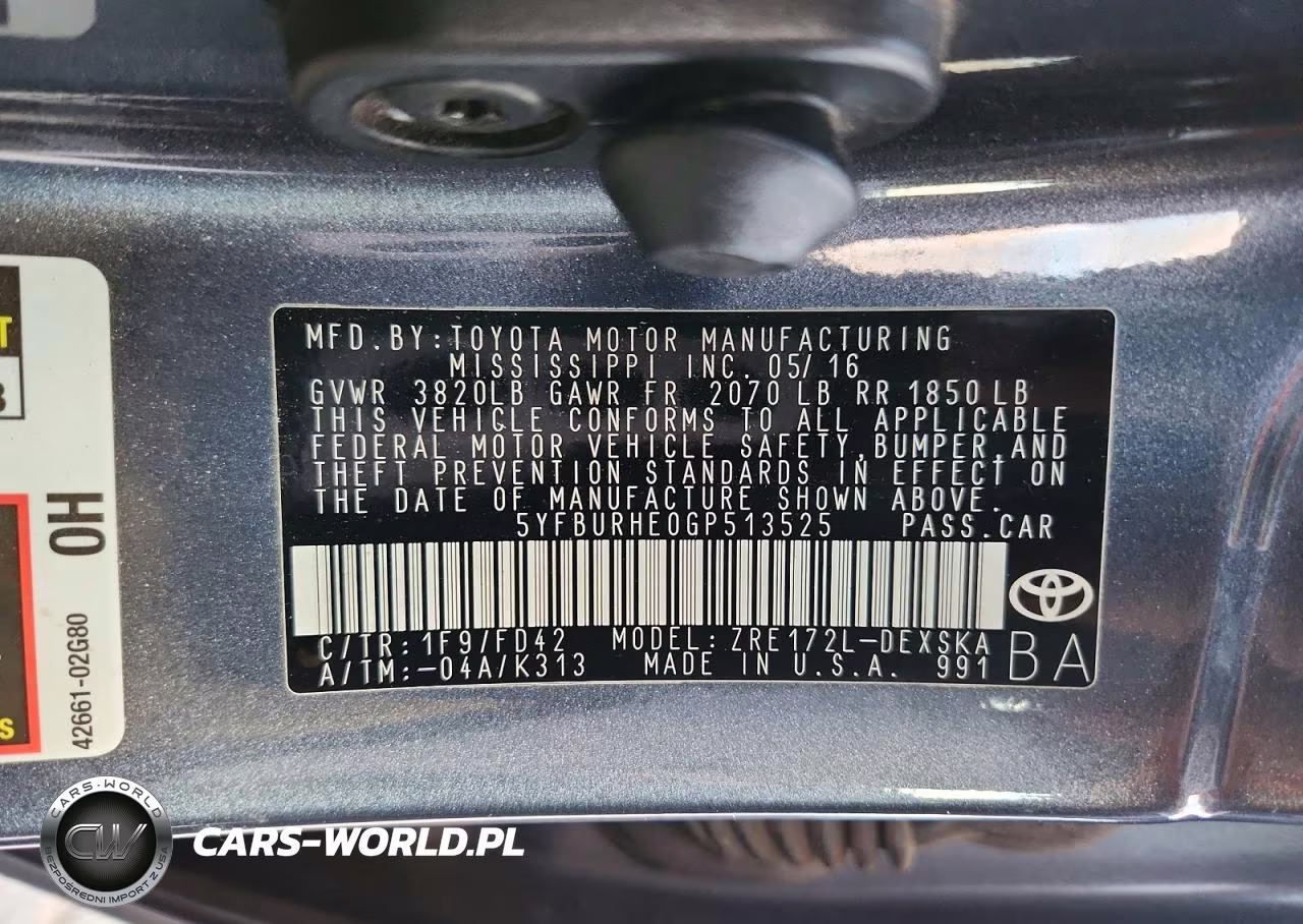 2016 Toyota Corolla S Plus VIN:5YFBURHE0GP513525 - 12