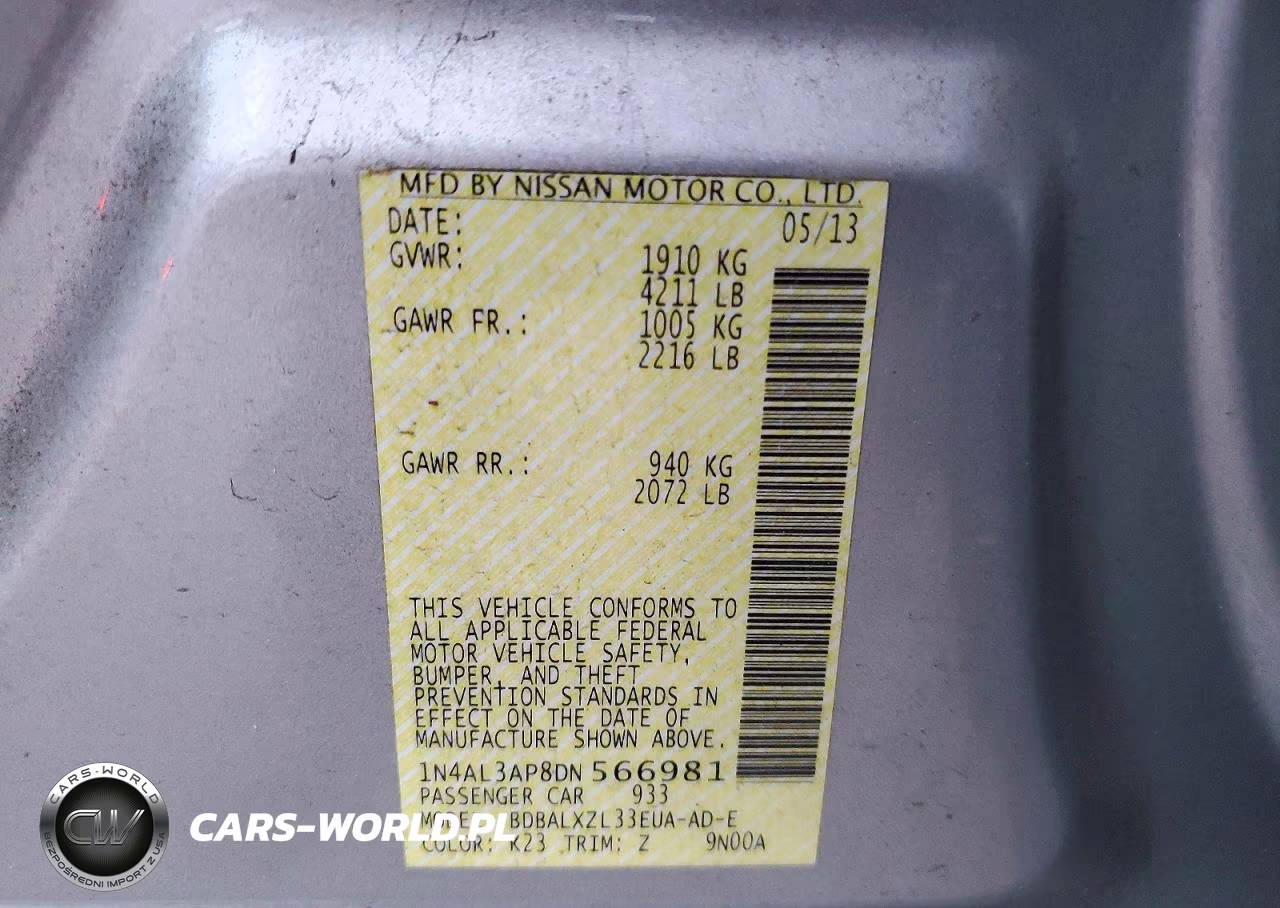 2013 Nissan Altima 2.5 VIN:1N4AL3AP8DN566981 - 12