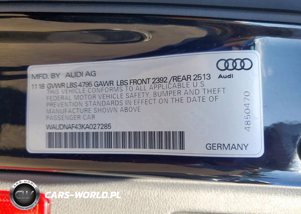 2019 Audi A4 Premium VIN:WAUDNAF43KA027285 - 12