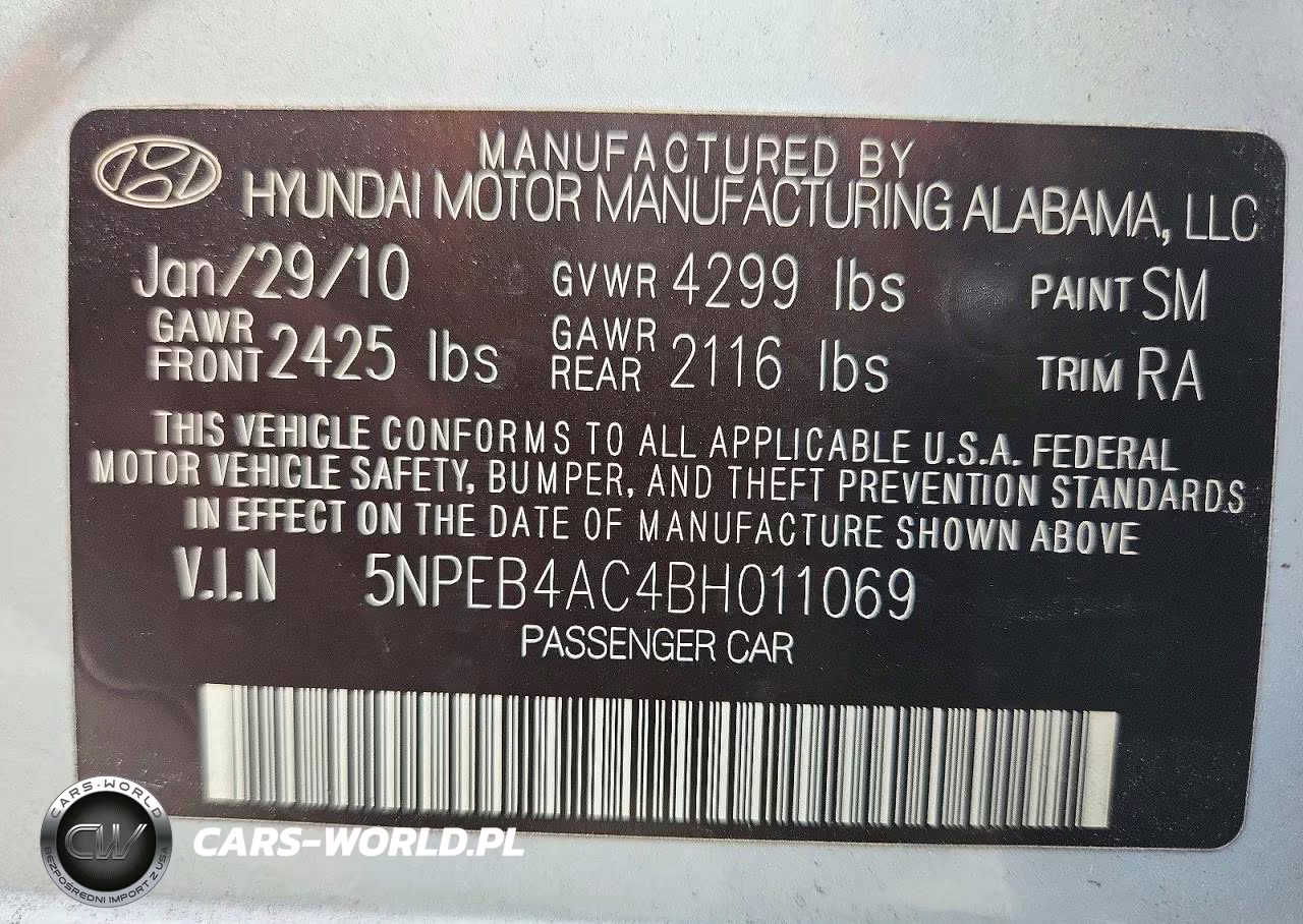 2011 Hyundai Sonata Gls VIN:5NPEB4AC4BH011069 - 12