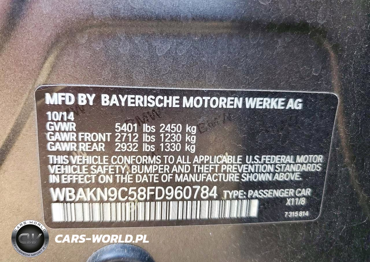 2015 BMW 550 I VIN:WBAKN9C58FD960784 - 12