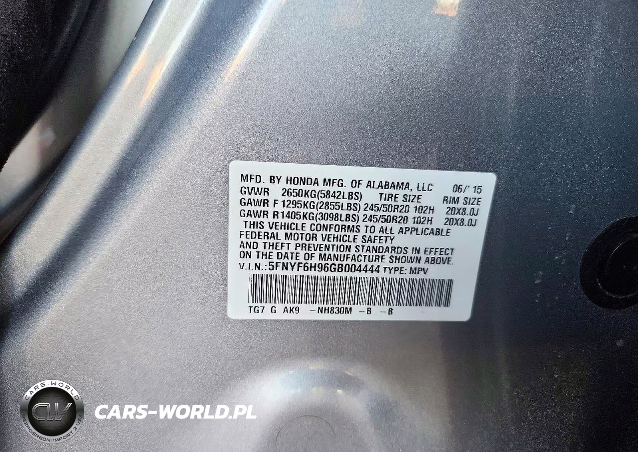 2016 Honda Pilot Touring VIN:5FNYF6H96GB004444 - 13
