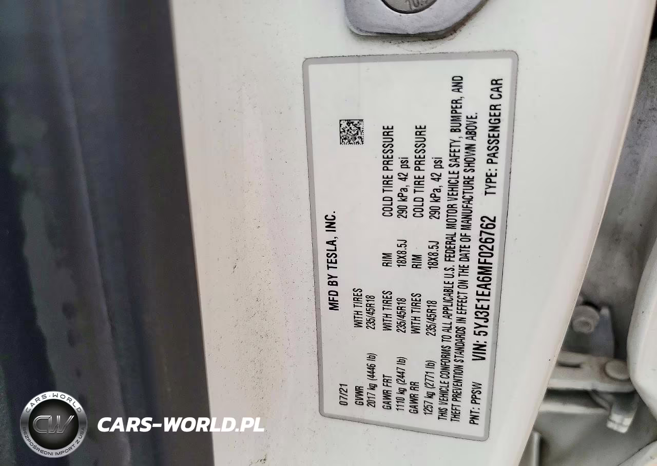 2021 Tesla Model 3 VIN:5YJ3E1EA6MF026762 - 12