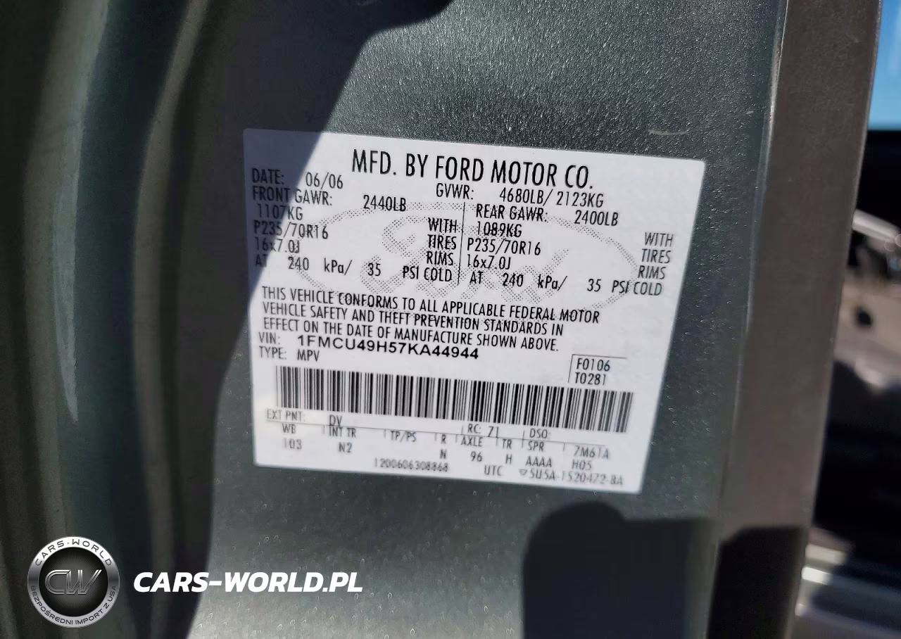 2007 Ford Escape Hev VIN:1FMCU49H57KA44944 - 13
