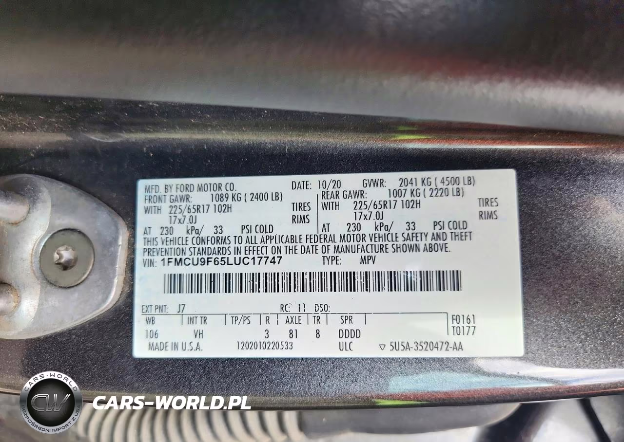 2020 Ford Escape S VIN:1FMCU9F65LUC17747 - 13