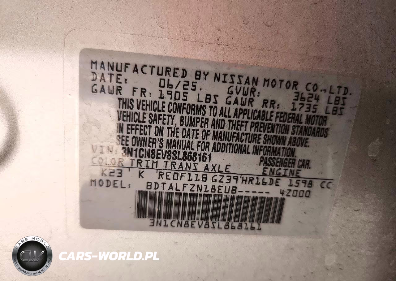 2025 Nissan Versa Sv VIN:3N1CN8EV8SL868161 - 12