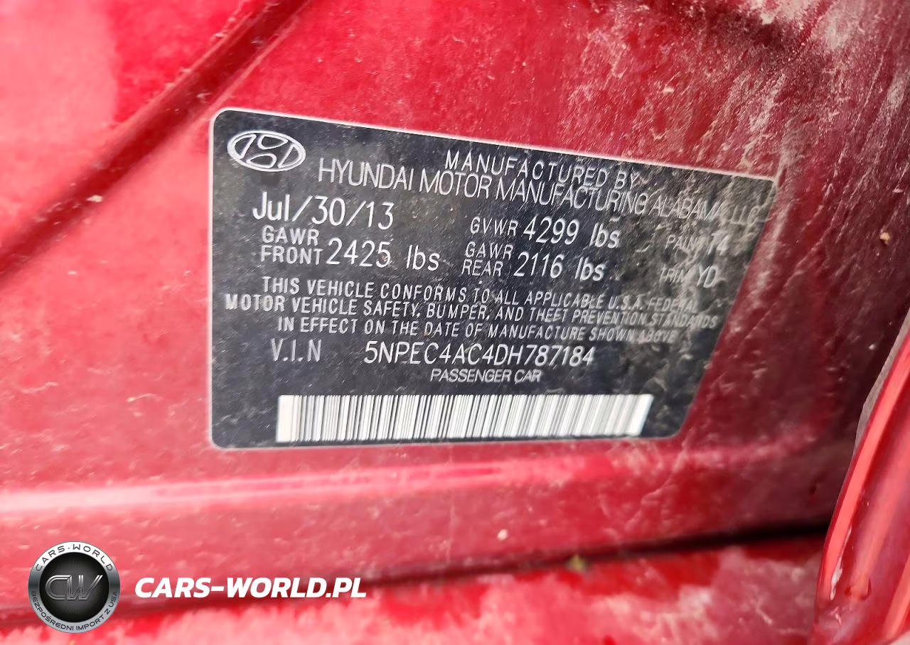2013 Hyundai Sonata Limited VIN:5NPEC4AC4DH787184 - 12