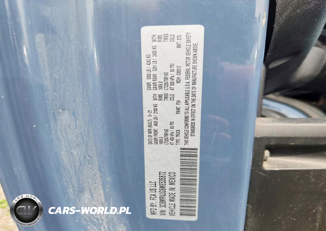 2021 Ram Promaster 3500 Delivery Van VIN:3C6MRVJG6ME535872 - 12