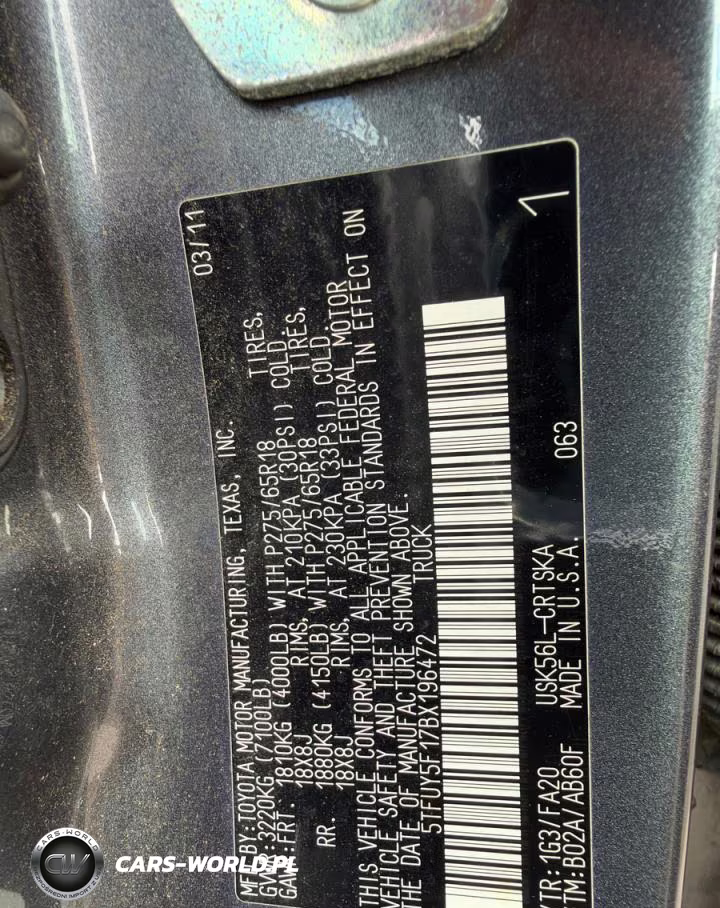 2011 Toyota Tundra Double Cab Sr5 VIN:5TFUY5F17BX196472 - 10