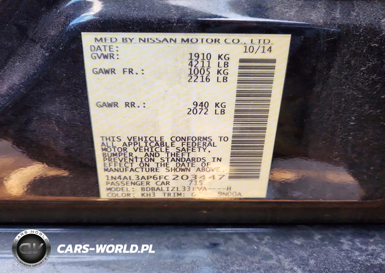 2015 Nissan Altima 2.5 VIN:1N4AL3AP6FC203447 - 12