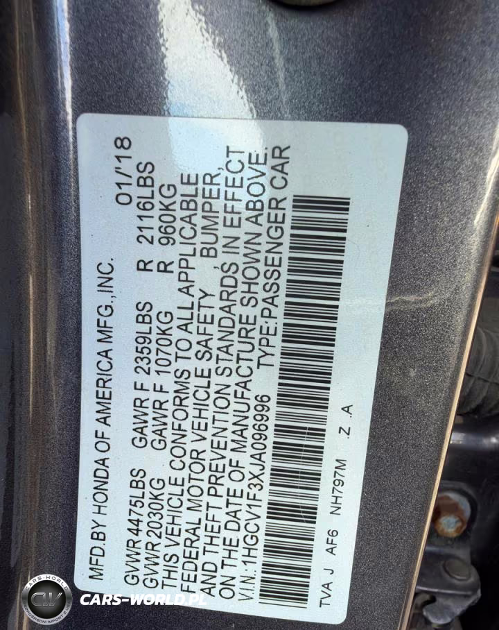 2018 Honda Accord Sport VIN:1HGCV1F3XJA096996 - 10