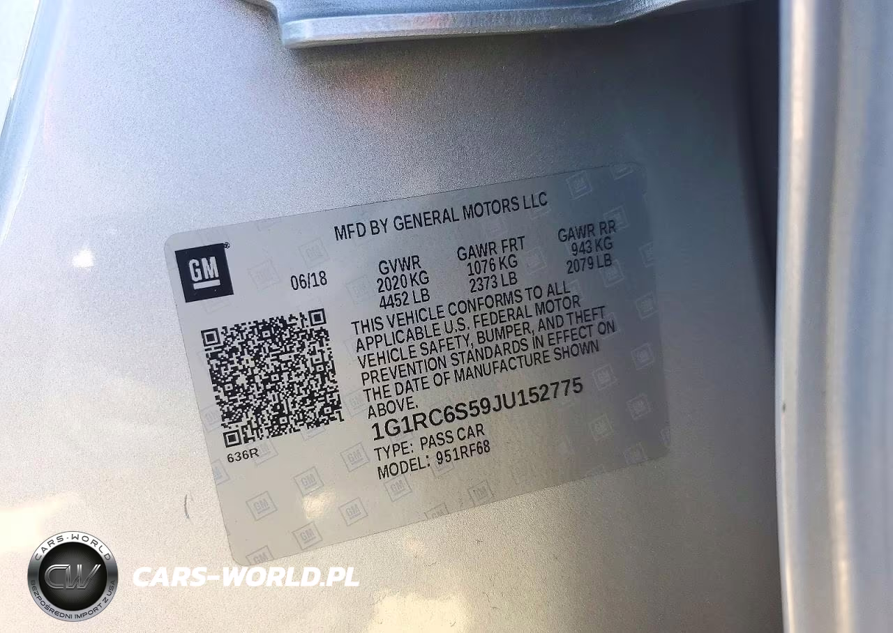 2018 Chevrolet Volt Lt VIN:1G1RC6S59JU152775 - 12