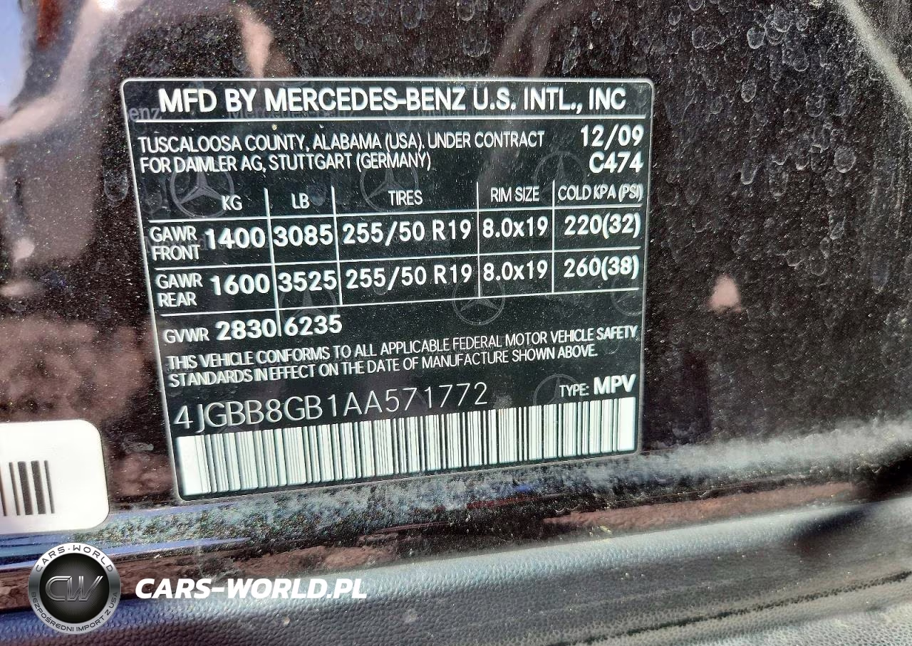 2010 Mercedes-Benz Ml 350 4Matic VIN:4JGBB8GB1AA571772 - 12