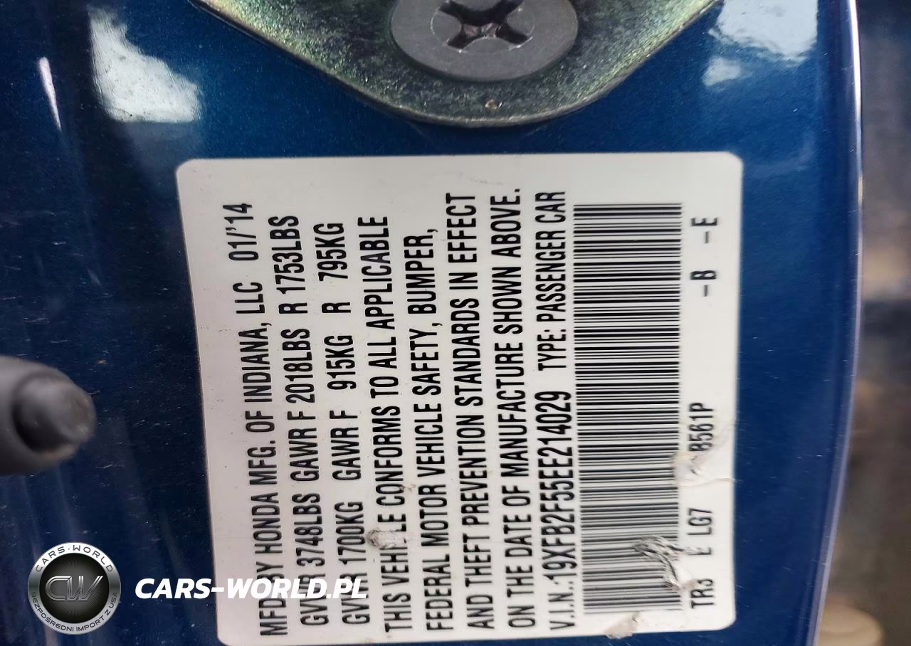 2014 Honda Civic Lx VIN:19XFB2F55EE214029 - 12