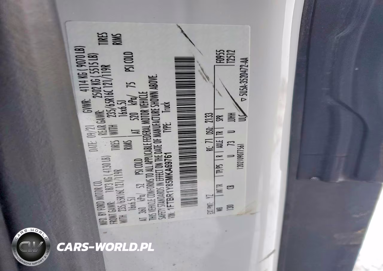 2021 Ford Transit T-250 VIN:1FTBR1Y85MKA69761 - 13