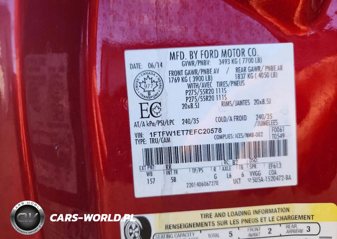 2014 Ford F150 Supercrew VIN:1FTFW1ET7EFC20578 - 12