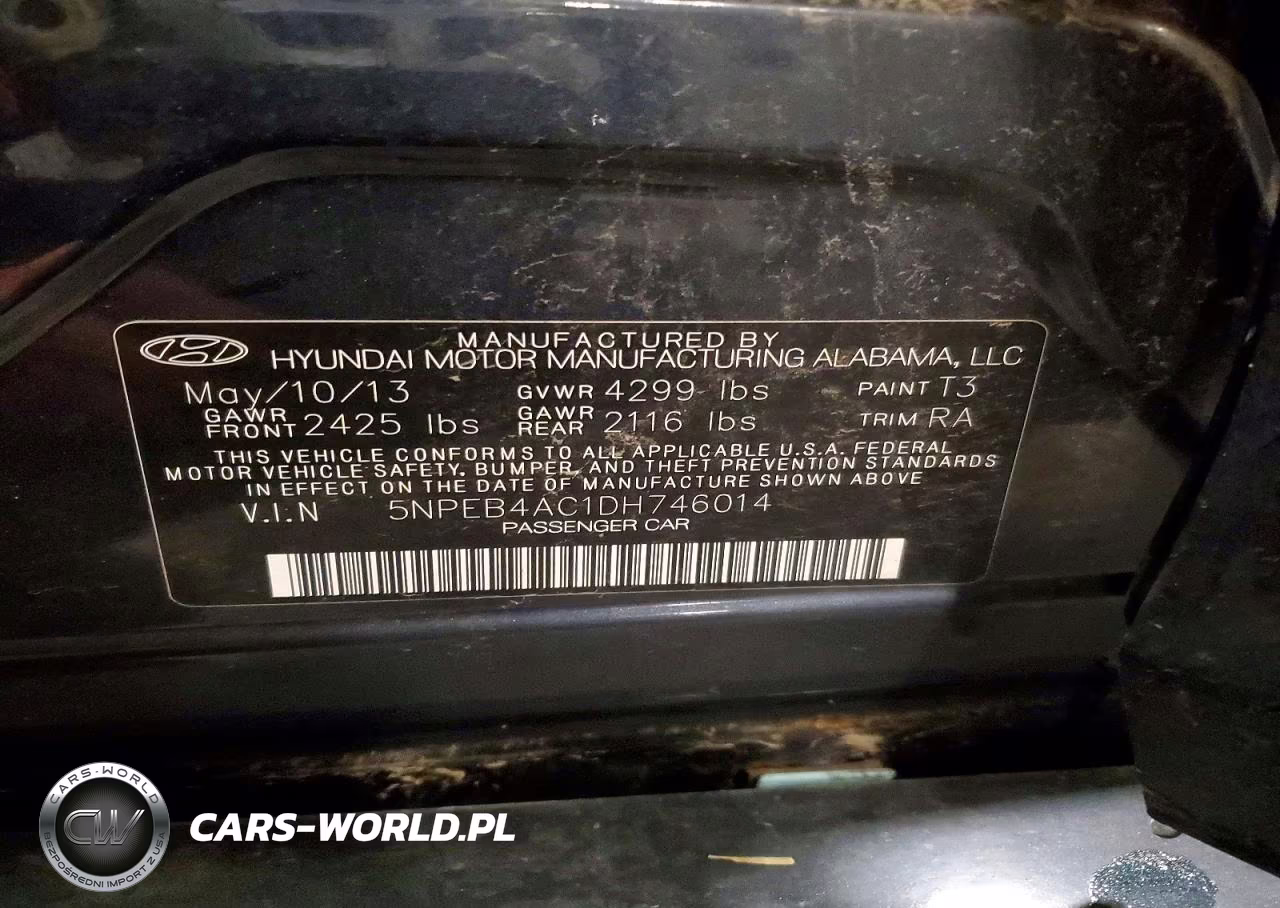 2013 Hyundai Sonata Gls VIN:5NPEB4AC1DH746014 - 12