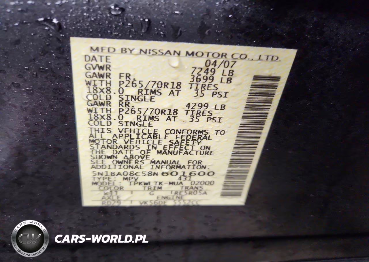 2008 Nissan Armada Se Ffv VIN:5N1BA08C58N601600 - 13