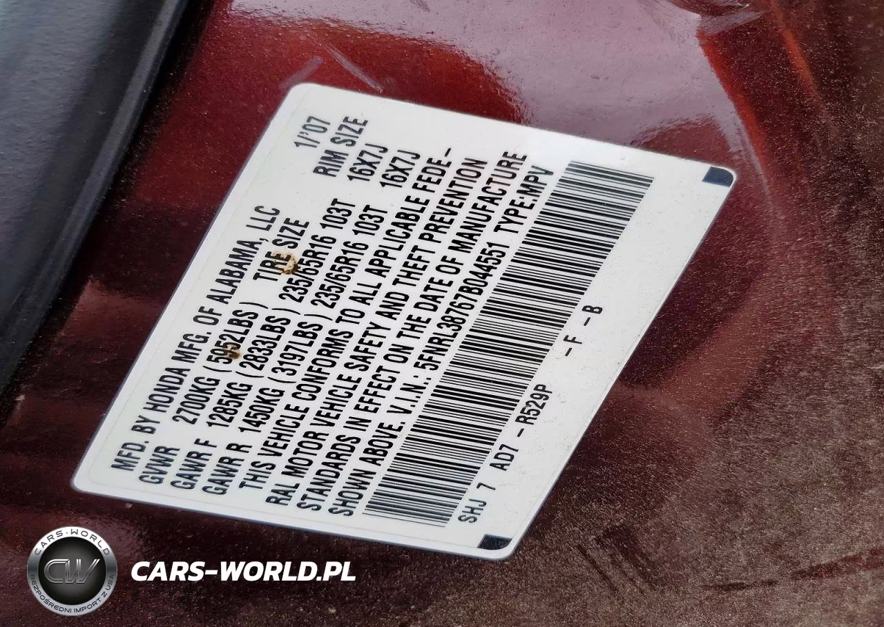 2007 Honda Odyssey Exl VIN:5FNRL38767B044551 - 13