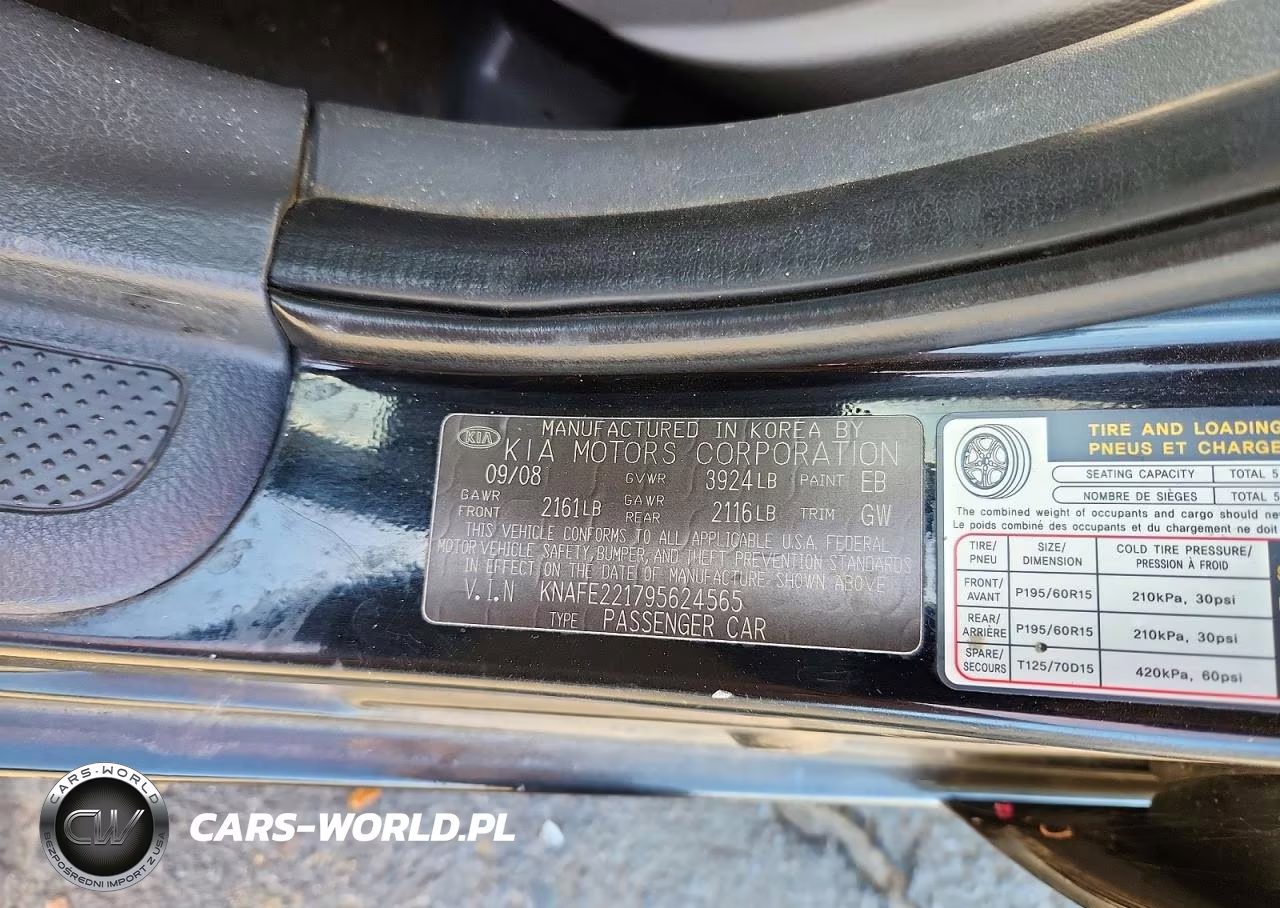 2009 Kia Spectra Lx VIN:KNAFE221795624565 - 12