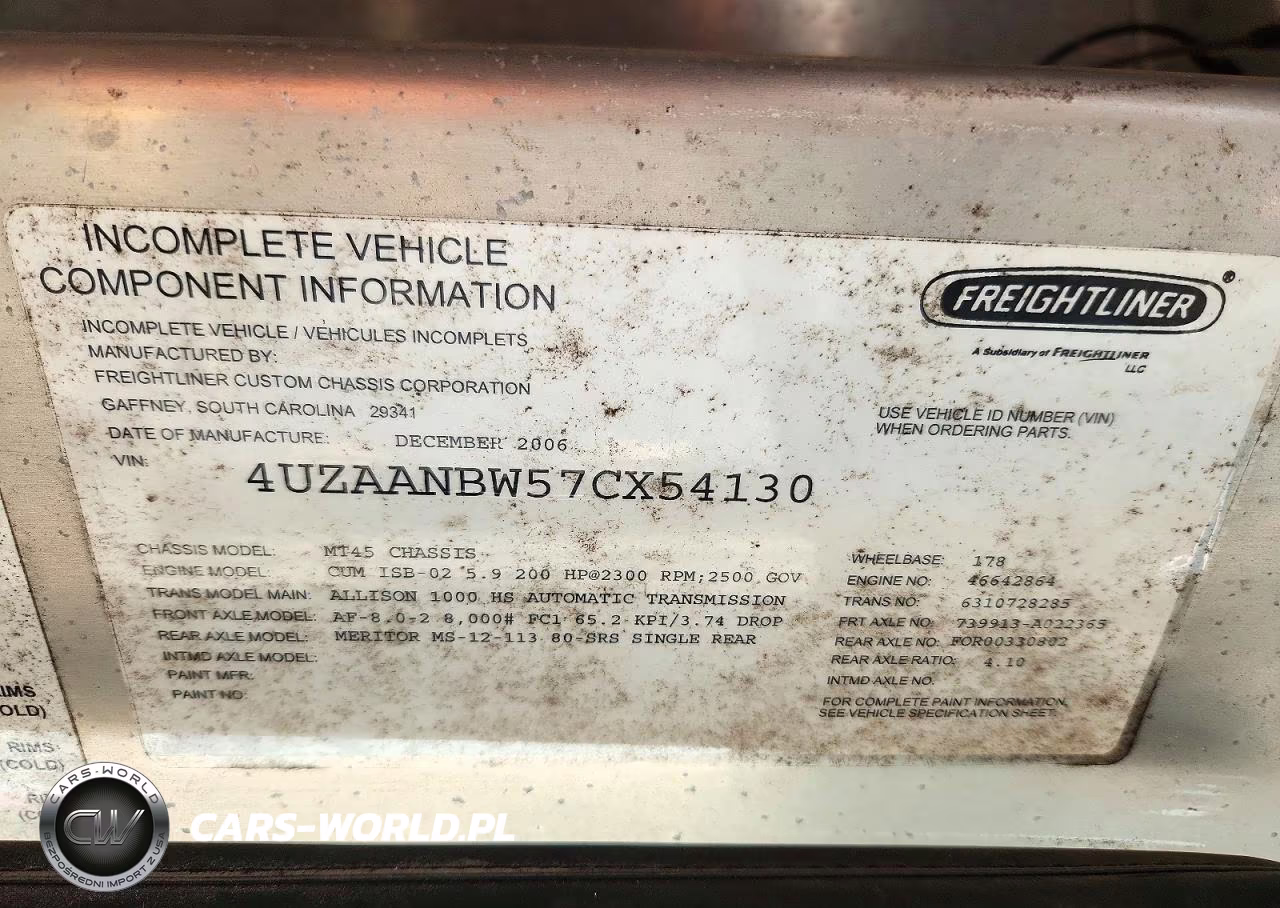 2007 Freightliner Mt45G Chassis Delivery Truck VIN:4UZAANBW57CX54130 - 13