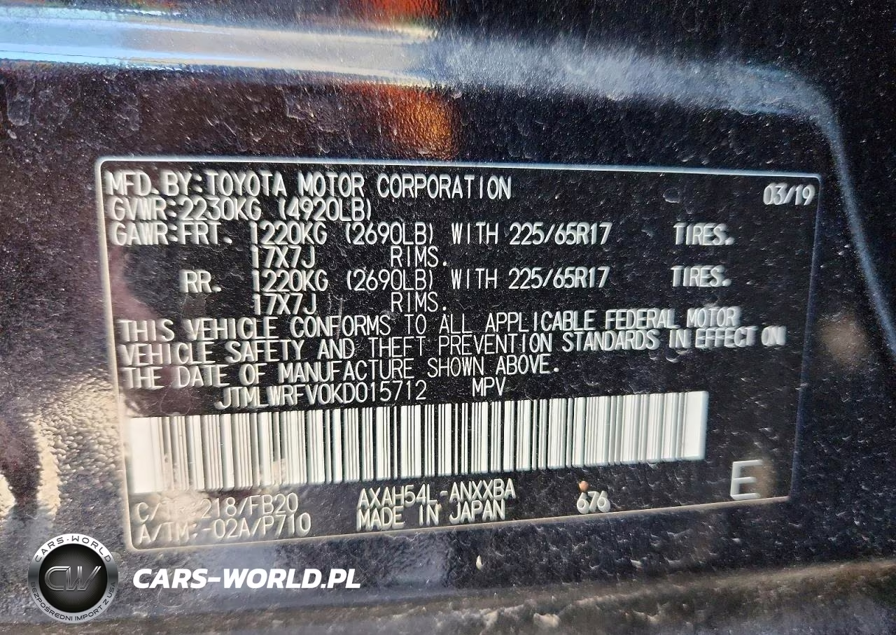 2019 Toyota Rav4 Le VIN:JTMLWRFV0KD015712 - 13