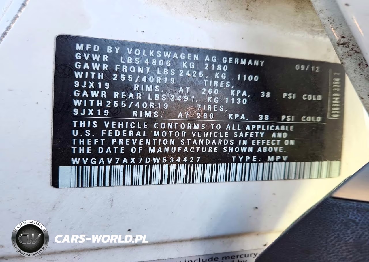 2013 Volkswagen Tiguan Sel VIN:WVGAV7AX7DW534427 - 14