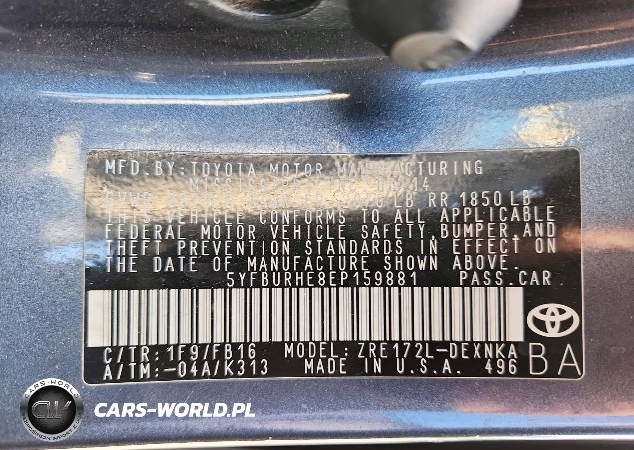 2014 Toyota Corolla Le Plus VIN:5YFBURHE8EP159881 - 12