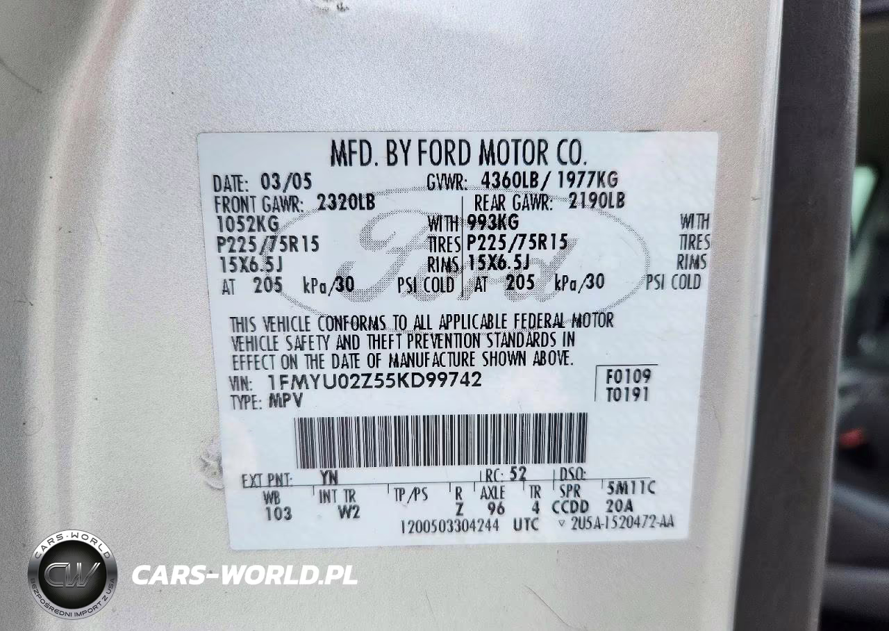 2005 Ford Escape Xls VIN:1FMYU02Z55KD99742 - 13