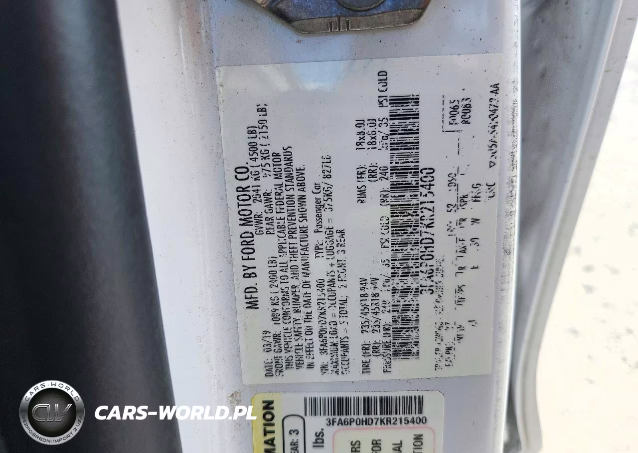 2019 Ford Fusion Se VIN:3FA6P0HD7KR215400 - 12