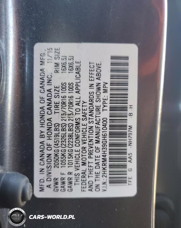 2016 Honda Cr-V Lx VIN:2HKRM4H39GH610400 - 13