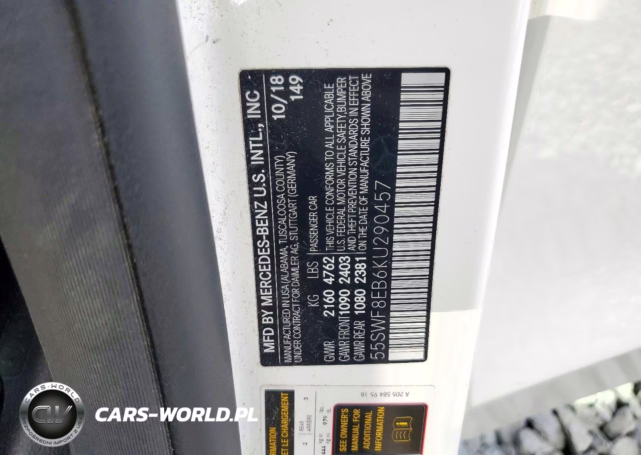 2019 Mercedes-Benz C 300 4Matic VIN:55SWF8EB6KU290457 - 12